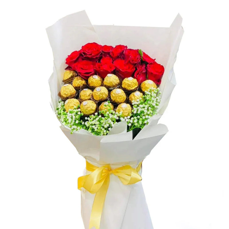 Rose and Ferrero Rocher Chocolate Bouquet Gift