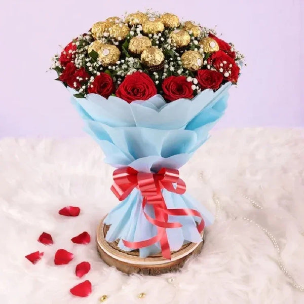 Elegant Ferrero & Roses Bouquet | Send Gift in Bangladesh | GiftingBD