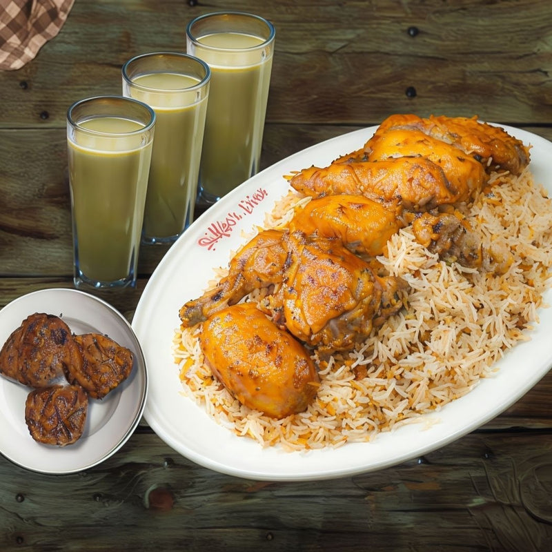 Chicken Dum Biryani with Jali Kebab & Borhani
