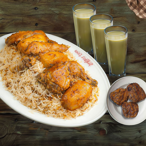 Chicken Dum Biryani with Jali Kebab & Borhani