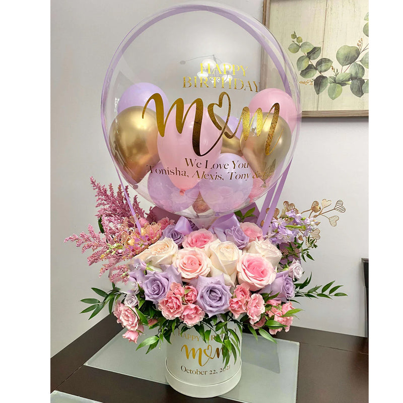 Birthday Hot Air Balloon With Fresh Flowers | Send Gift to Bangladesh
