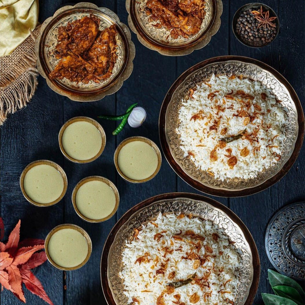 Plain Polao with Chicken Roast & Borhani