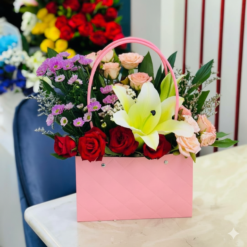 Designer Pink Box Mixed Flowers | Send Gift To Bangladesh | GifftingBD
