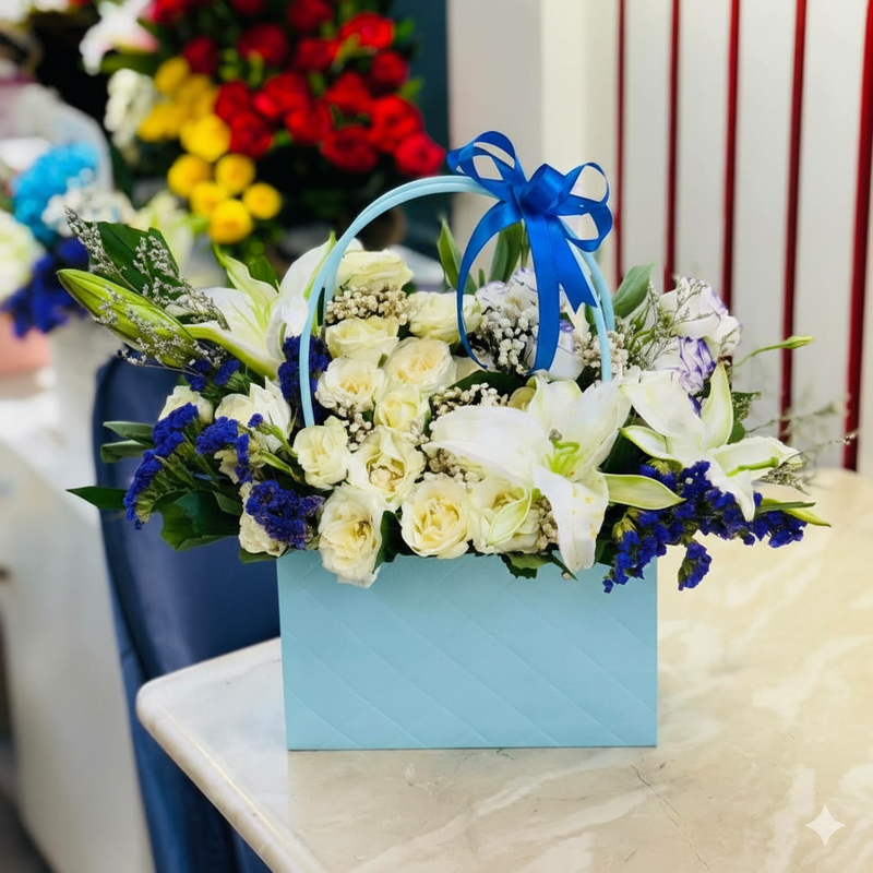 Blue & White Floral Gift Box | Send Gift To Bangladesh | GifftingBD